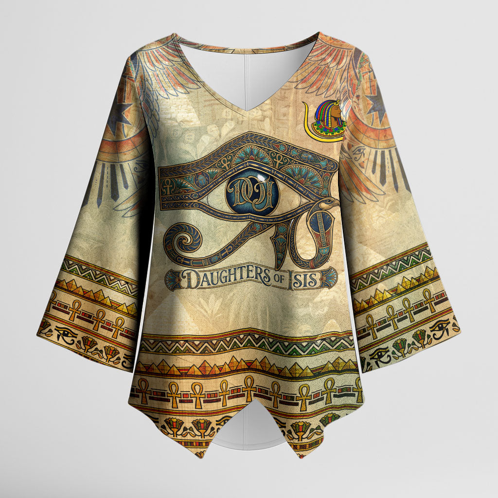Daughters Of Isis Kimono Sleeve Blouse Eye Of Horus Ancient Egyptian Goddess - Vintage Parchment Art