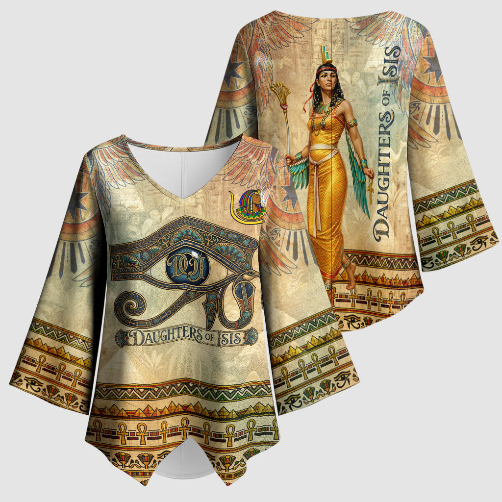 Daughters Of Isis Kimono Sleeve Blouse Eye Of Horus Ancient Egyptian Goddess - Vintage Parchment Art