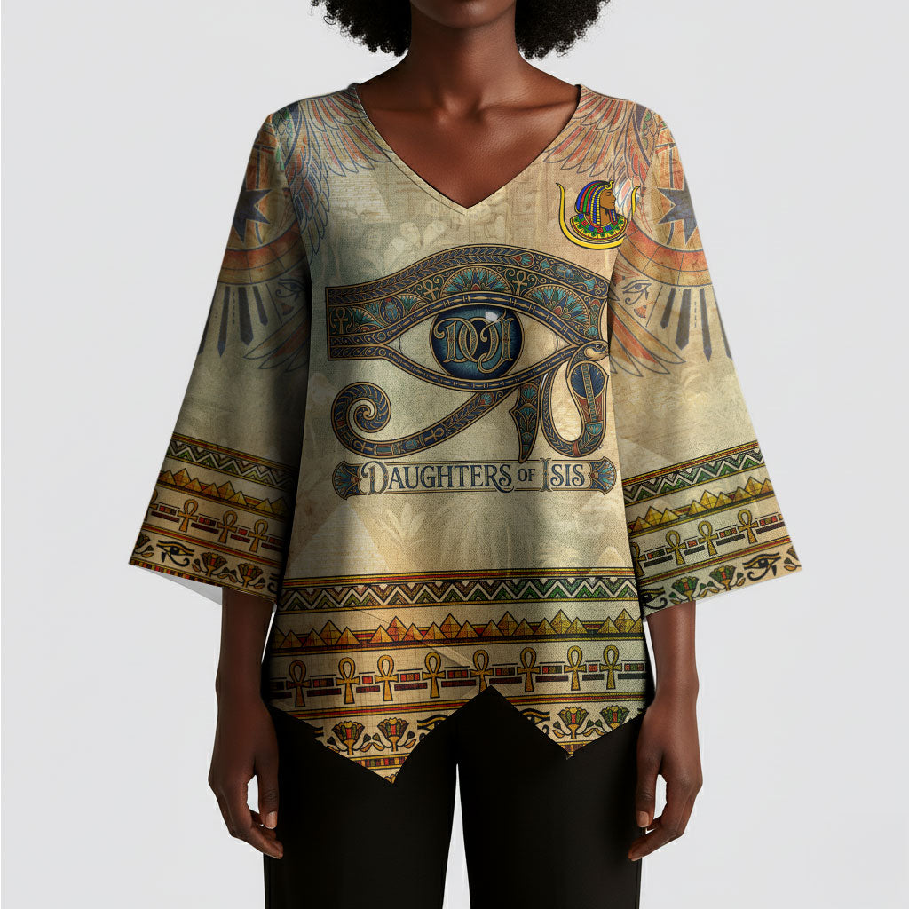 Daughters Of Isis Kimono Sleeve Blouse Eye Of Horus Ancient Egyptian Goddess - Vintage Parchment Art