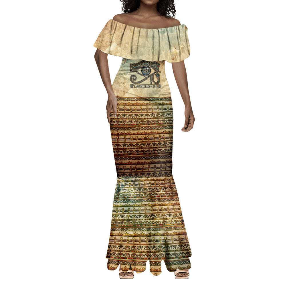 Daughters Of Isis Mermaid Dress Eye Of Horus Ancient Egyptian Goddess - Vintage Parchment Art