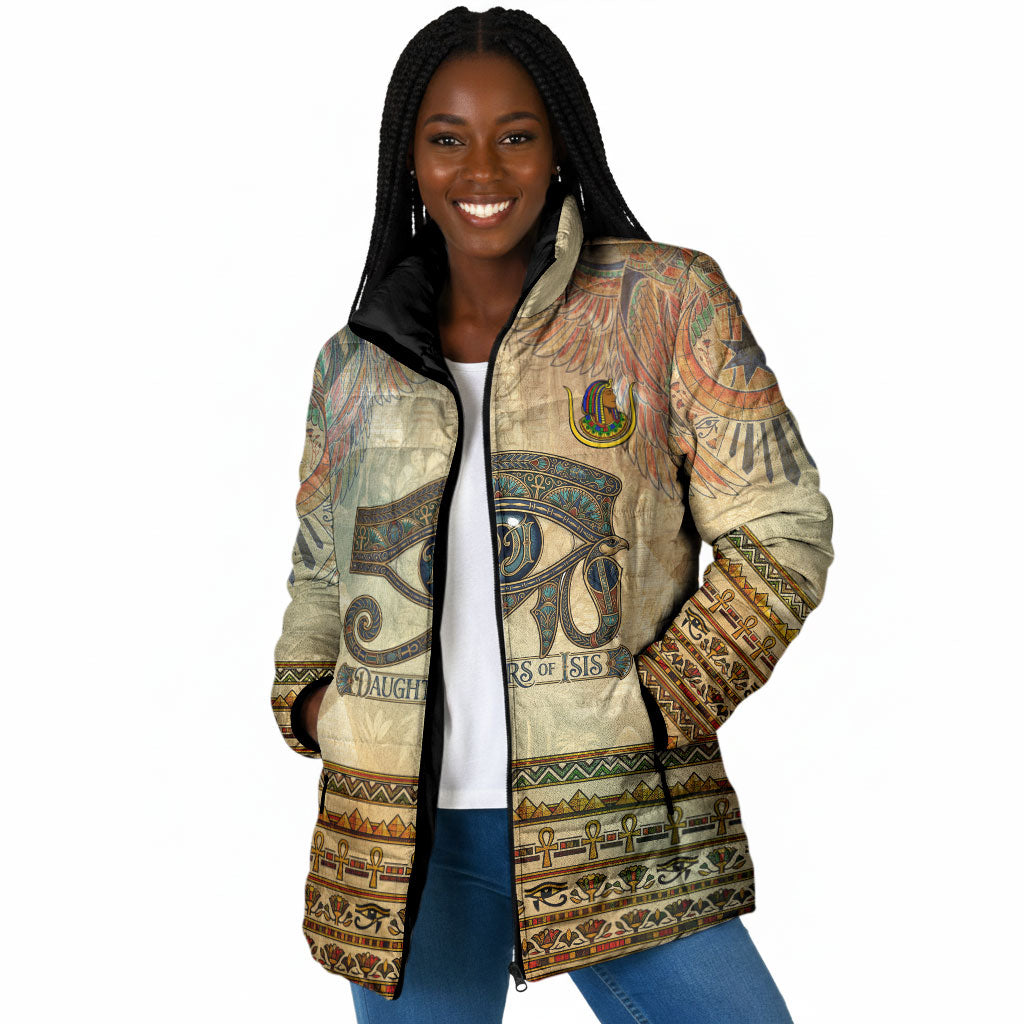 Daughters Of Isis Padded Jacket Eye Of Horus Ancient Egyptian Goddess - Vintage Parchment Art