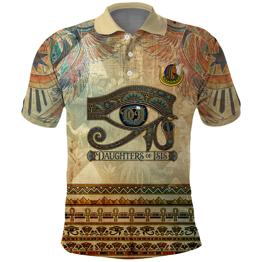 Daughters Of Isis Polo Shirt Eye Of Horus Ancient Egyptian Goddess - Vintage Parchment Art