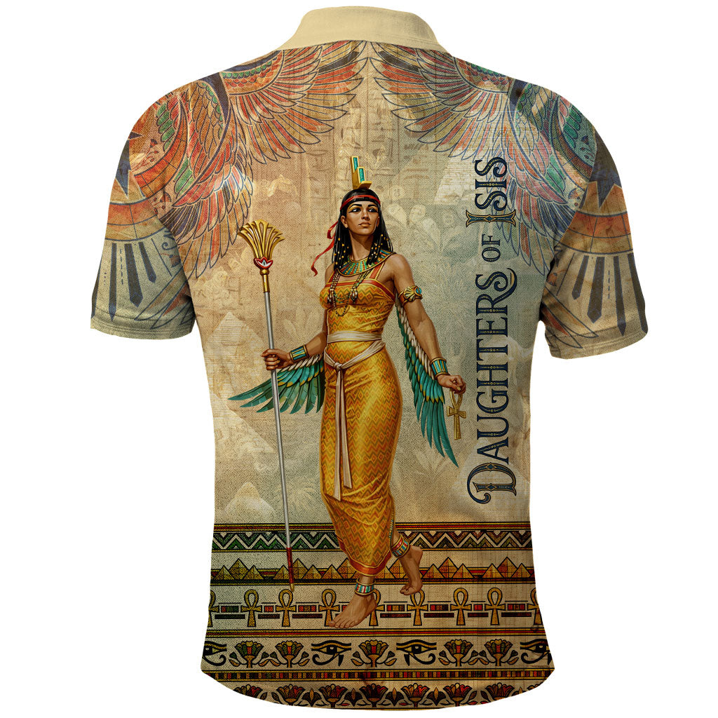Daughters Of Isis Polo Shirt Eye Of Horus Ancient Egyptian Goddess - Vintage Parchment Art