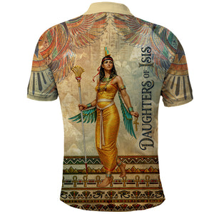 Daughters Of Isis Polo Shirt Eye Of Horus Ancient Egyptian Goddess - Vintage Parchment Art