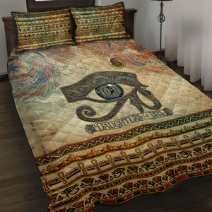 Daughters Of Isis Quilt Bed Set Eye Of Horus Ancient Egyptian Goddess - Vintage Parchment Art