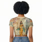 Daughters Of Isis Raglan Cropped T shirt Eye Of Horus Ancient Egyptian Goddess - Vintage Parchment Art