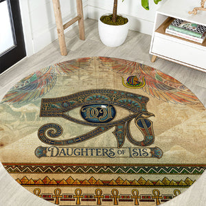 Daughters Of Isis Round Carpet Eye Of Horus Ancient Egyptian Goddess - Vintage Parchment Art