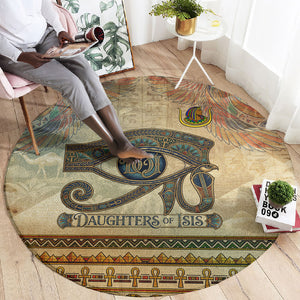 Daughters Of Isis Round Carpet Eye Of Horus Ancient Egyptian Goddess - Vintage Parchment Art
