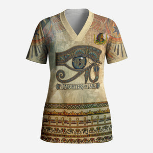 Daughters Of Isis Scrub Top Eye Of Horus Ancient Egyptian Goddess - Vintage Parchment Art