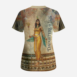 Daughters Of Isis Scrub Top Eye Of Horus Ancient Egyptian Goddess - Vintage Parchment Art