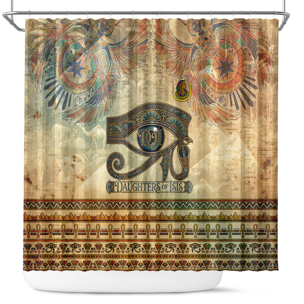 Daughters Of Isis Shower Curtain Eye Of Horus Ancient Egyptian Goddess - Vintage Parchment Art
