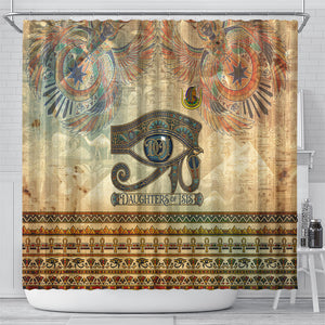 Daughters Of Isis Shower Curtain Eye Of Horus Ancient Egyptian Goddess - Vintage Parchment Art