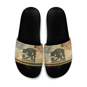 Daughters Of Isis Slide Sandals Eye Of Horus Ancient Egyptian Goddess - Vintage Parchment Art