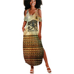 Daughters Of Isis Summer Maxi Dress Eye Of Horus Ancient Egyptian Goddess - Vintage Parchment Art