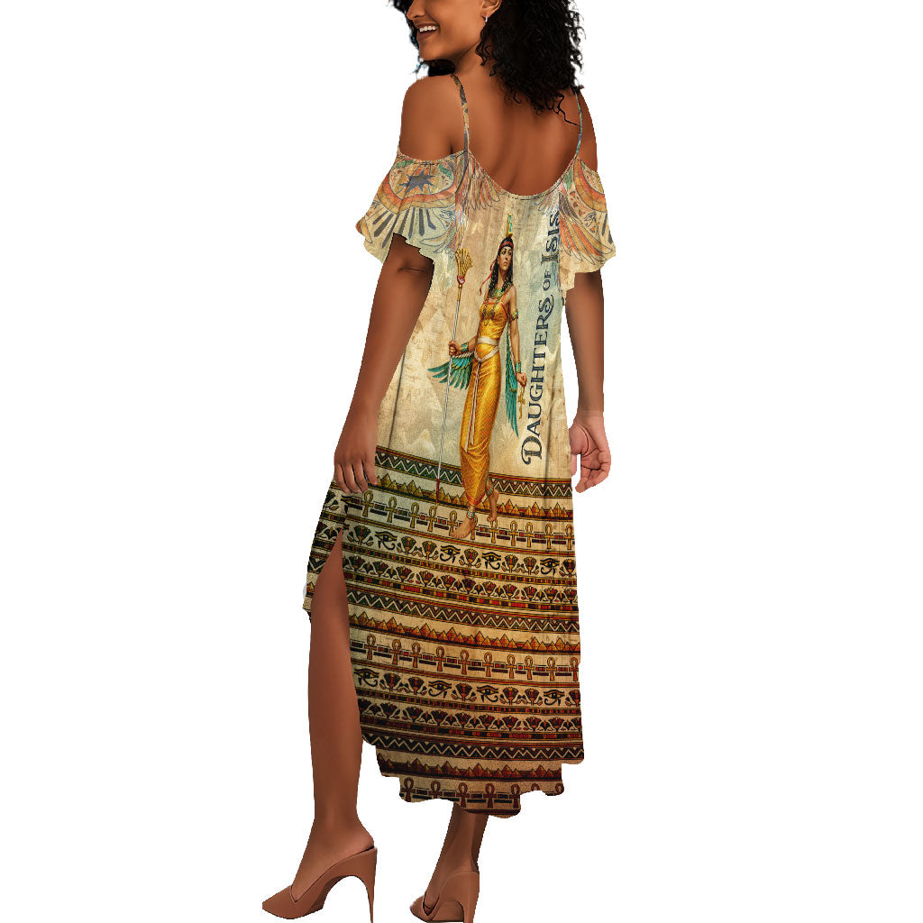Daughters Of Isis Summer Maxi Dress Eye Of Horus Ancient Egyptian Goddess - Vintage Parchment Art