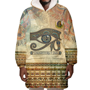 Daughters Of Isis Wearable Blanket Hoodie Eye Of Horus Ancient Egyptian Goddess - Vintage Parchment Art