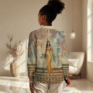 Daughters Of Isis Women Casual Shirt Eye Of Horus Ancient Egyptian Goddess - Vintage Parchment Art