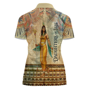 Daughters Of Isis Women Polo Shirt Eye Of Horus Ancient Egyptian Goddess - Vintage Parchment Art