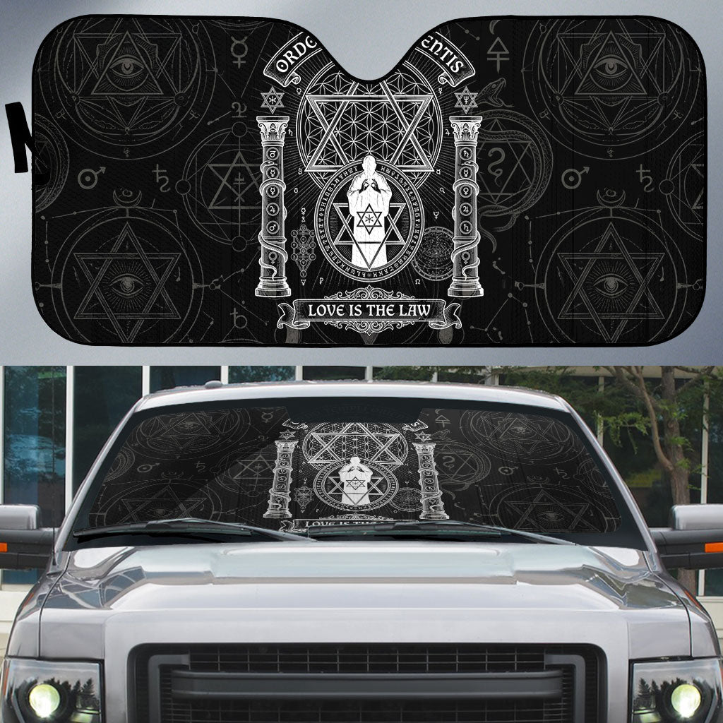 Ordo Templi Orientis Occult Symbolism Auto Sun Shade Esoteric Alchemy Sacred Geometry Black