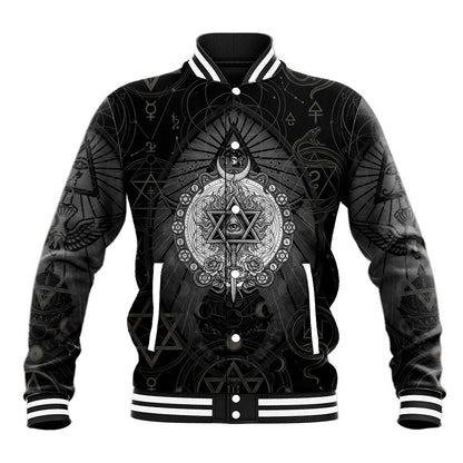 Ordo Templi Orientis Occult Symbolism Baseball Jacket Esoteric Alchemy Sacred Geometry Black
