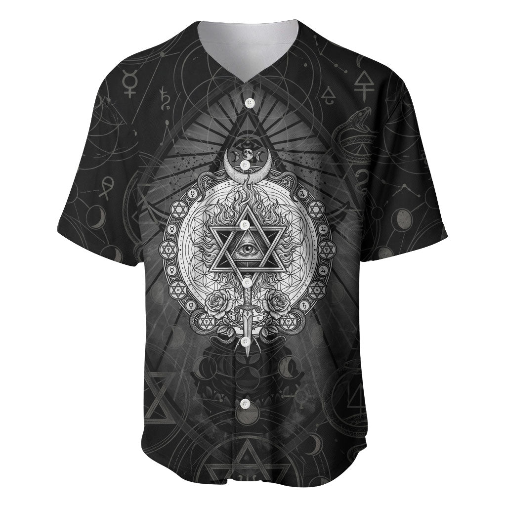 Ordo Templi Orientis Occult Symbolism Baseball Jersey Esoteric Alchemy Sacred Geometry Black