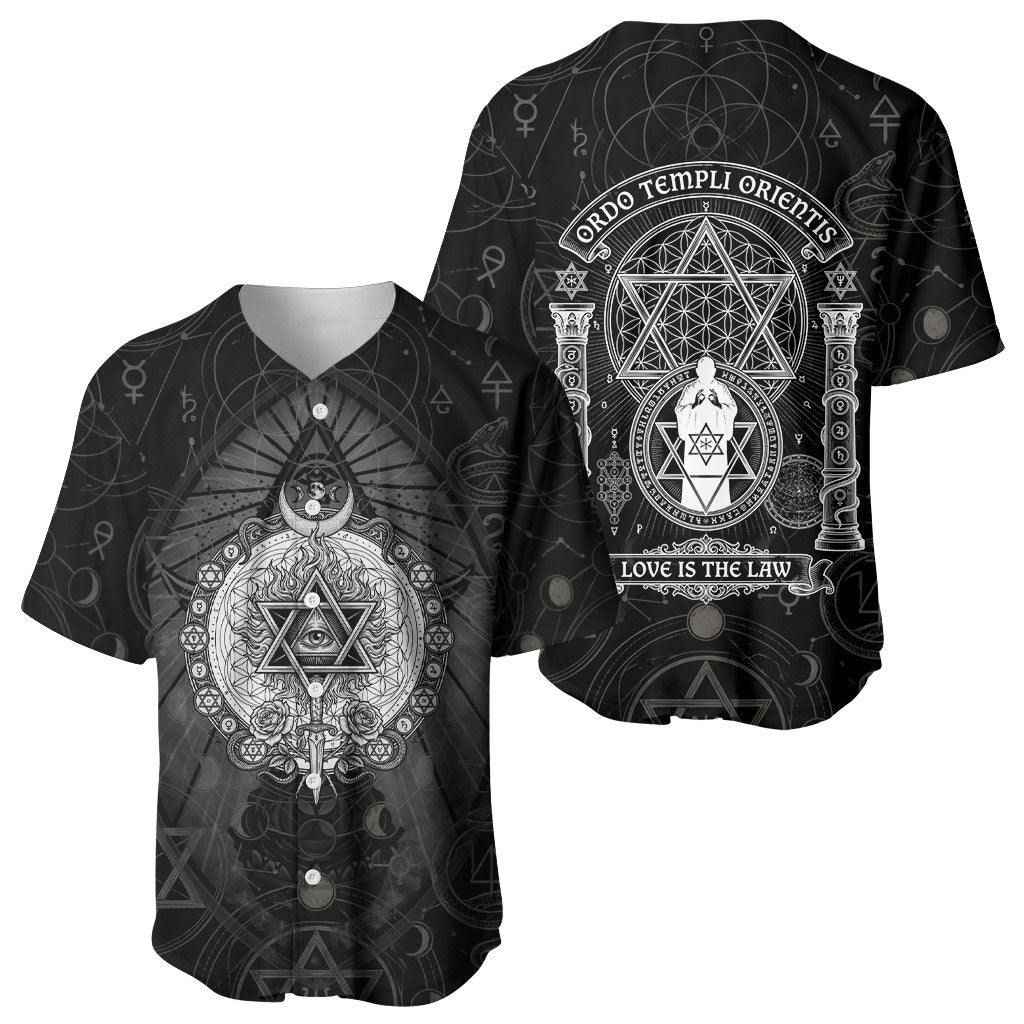 Ordo Templi Orientis Occult Symbolism Baseball Jersey Esoteric Alchemy Sacred Geometry Black