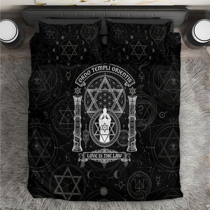 Ordo Templi Orientis Occult Symbolism Bedding Set Esoteric Alchemy Sacred Geometry Black