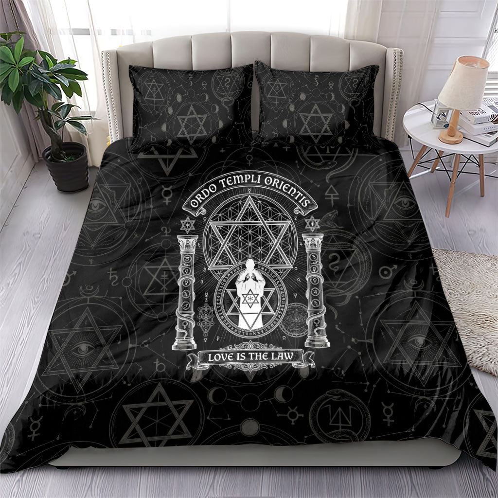 Ordo Templi Orientis Occult Symbolism Bedding Set Esoteric Alchemy Sacred Geometry Black