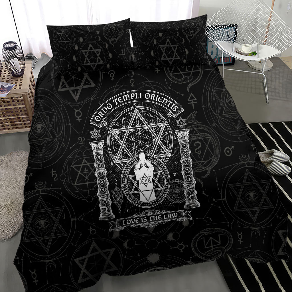 Ordo Templi Orientis Occult Symbolism Bedding Set Esoteric Alchemy Sacred Geometry Black
