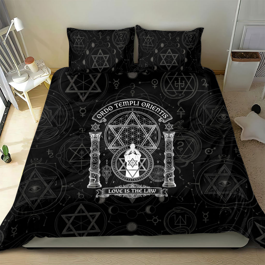 Ordo Templi Orientis Occult Symbolism Bedding Set Esoteric Alchemy Sacred Geometry Black