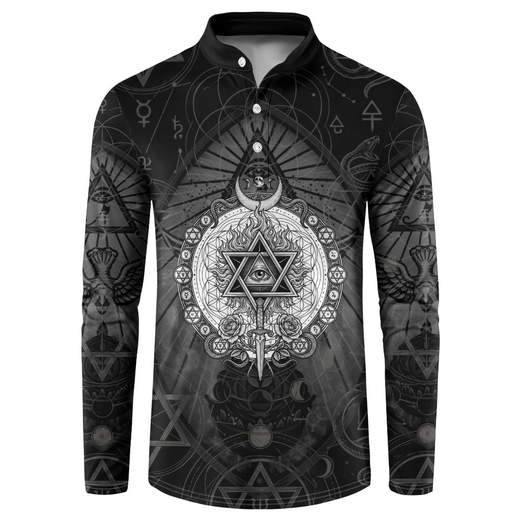 Ordo Templi Orientis Occult Symbolism Button Sweatshirt Esoteric Alchemy Sacred Geometry Black