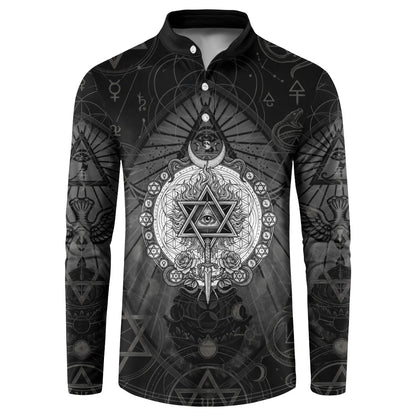 Ordo Templi Orientis Occult Symbolism Button Sweatshirt Esoteric Alchemy Sacred Geometry Black