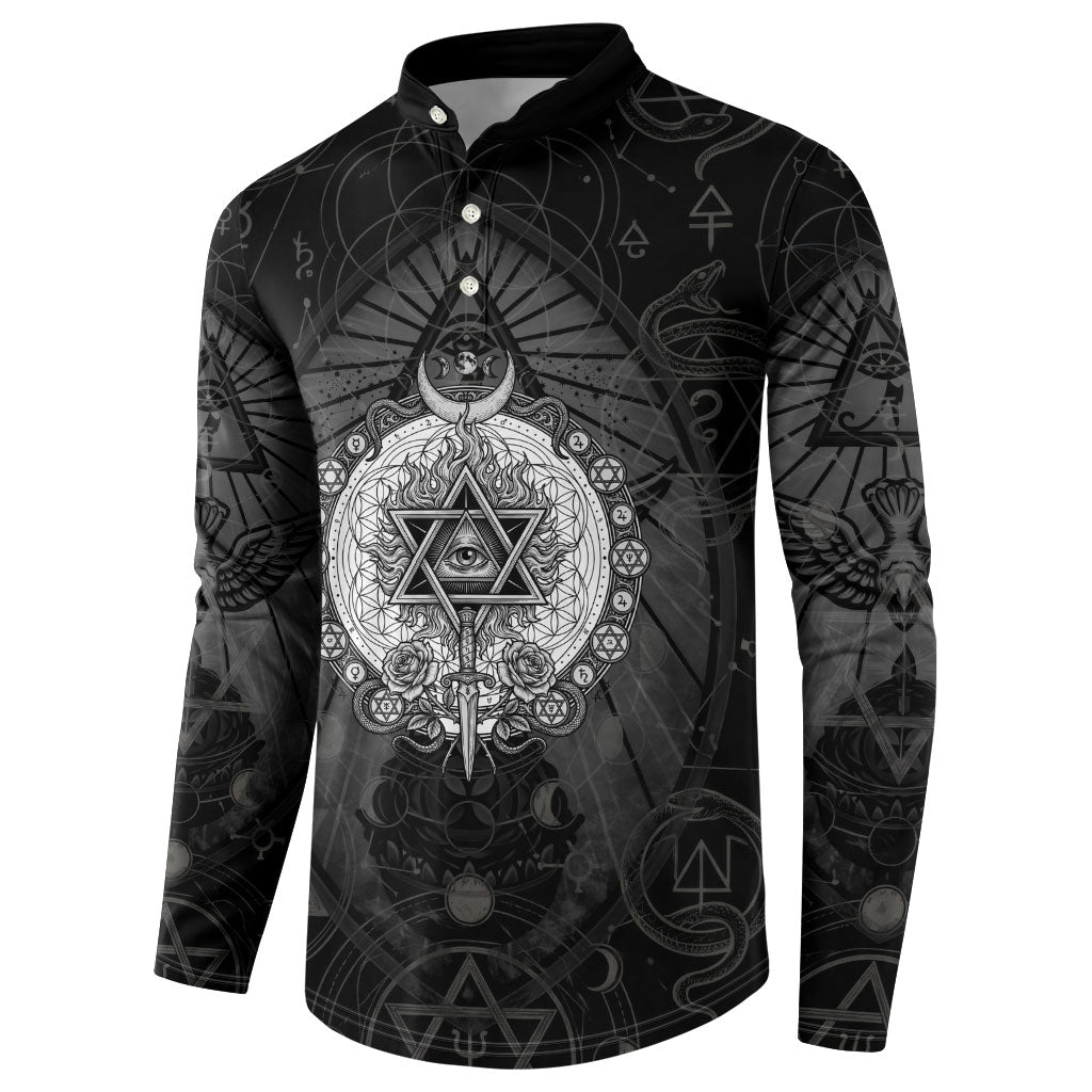 Ordo Templi Orientis Occult Symbolism Button Sweatshirt Esoteric Alchemy Sacred Geometry Black