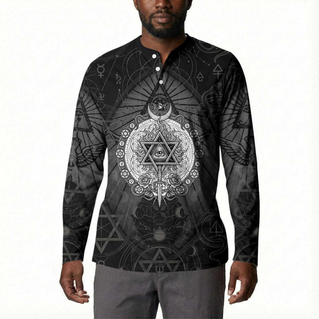 Ordo Templi Orientis Occult Symbolism Button Sweatshirt Esoteric Alchemy Sacred Geometry Black