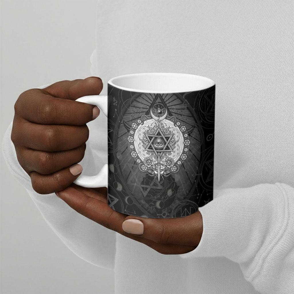 Ordo Templi Orientis Occult Symbolism Ceramic Mug Esoteric Alchemy Sacred Geometry Black
