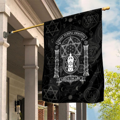 Ordo Templi Orientis Occult Symbolism Garden Flag Esoteric Alchemy Sacred Geometry Black