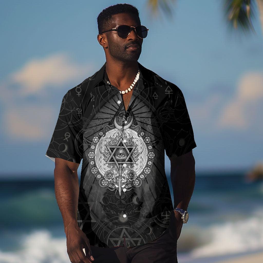 Ordo Templi Orientis Occult Symbolism Hawaiian Shirt Esoteric Alchemy Sacred Geometry Black