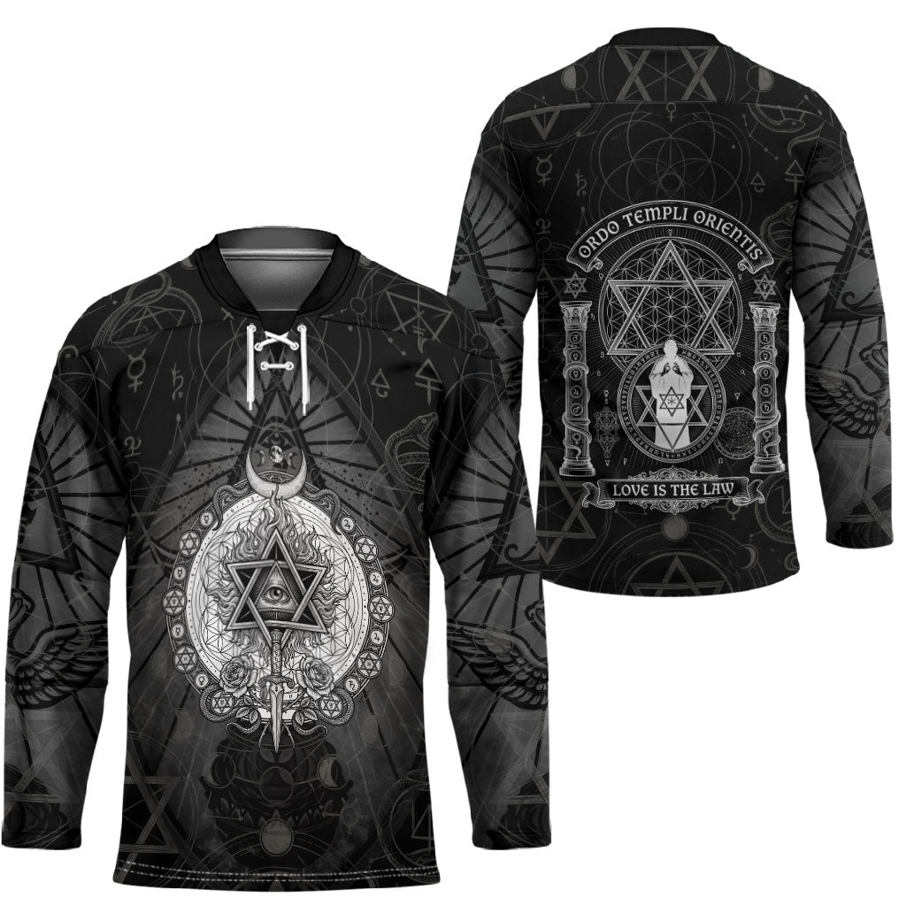 Ordo Templi Orientis Occult Symbolism Hockey Jersey Esoteric Alchemy Sacred Geometry Black