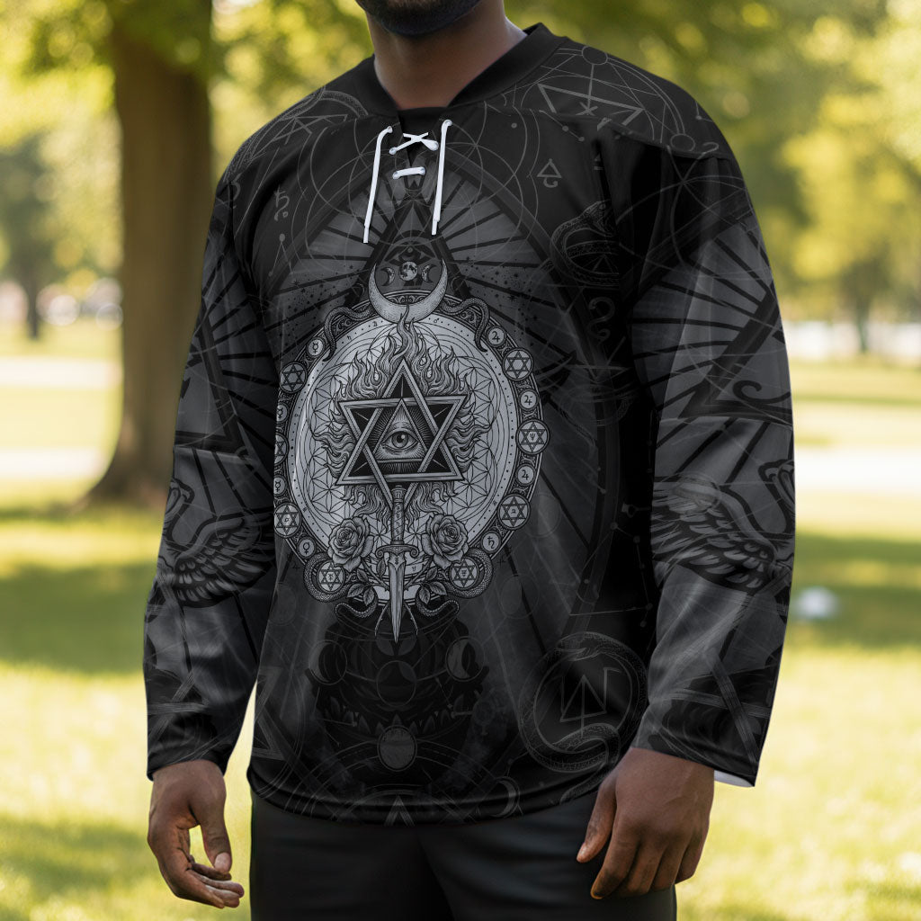 Ordo Templi Orientis Occult Symbolism Hockey Jersey Esoteric Alchemy Sacred Geometry Black
