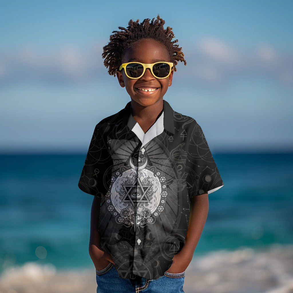 Ordo Templi Orientis Occult Symbolism Kid Hawaiian Shirt Esoteric Alchemy Sacred Geometry Black