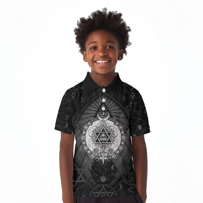 Ordo Templi Orientis Occult Symbolism Kid Polo Shirt Esoteric Alchemy Sacred Geometry Black