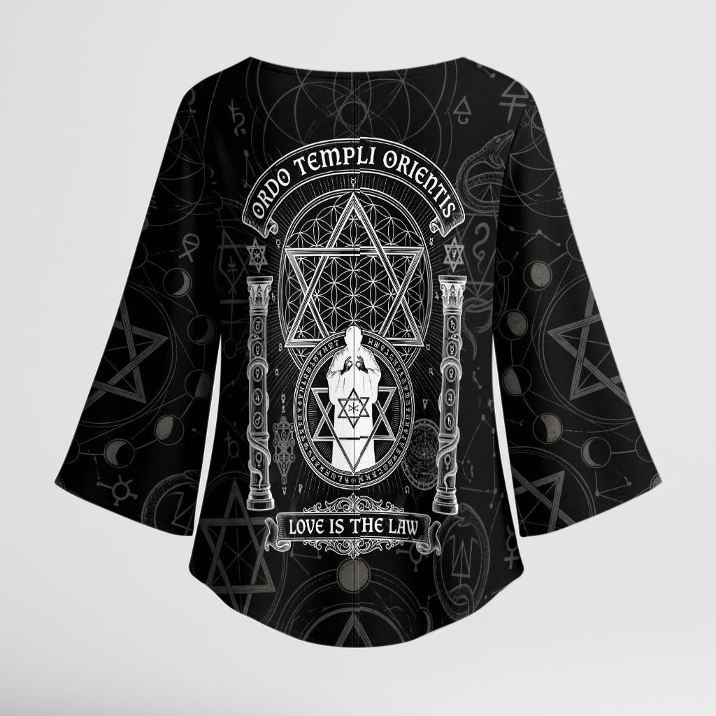 Ordo Templi Orientis Occult Symbolism Kimono Sleeve Blouse Esoteric Alchemy Sacred Geometry Black