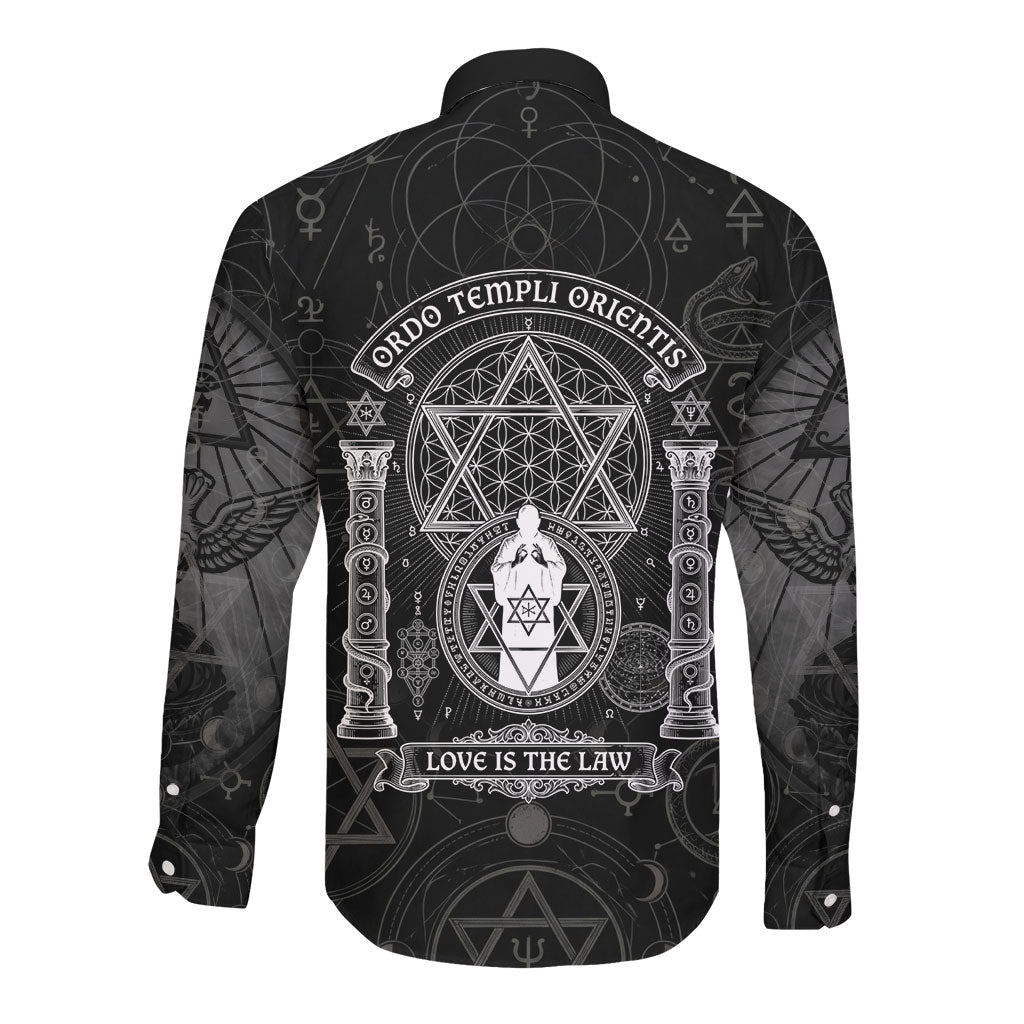 Ordo Templi Orientis Occult Symbolism Long Sleeve Button Shirt Esoteric Alchemy Sacred Geometry Black