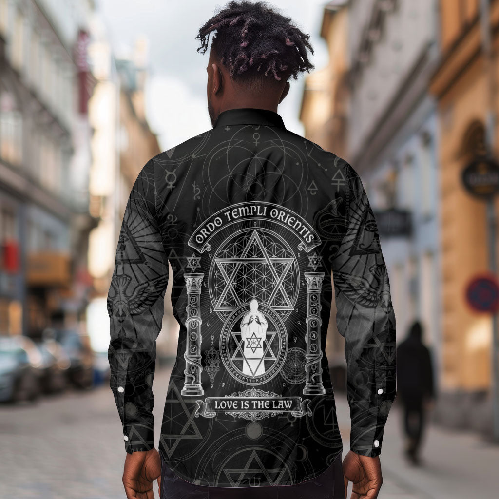 Ordo Templi Orientis Occult Symbolism Long Sleeve Button Shirt Esoteric Alchemy Sacred Geometry Black