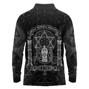 Ordo Templi Orientis Occult Symbolism Long Sleeve Polo Shirt Esoteric Alchemy Sacred Geometry Black