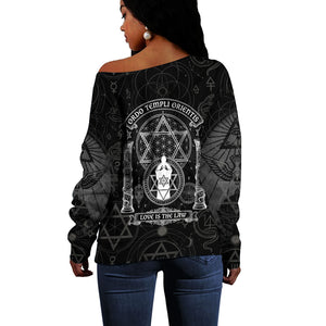 Ordo Templi Orientis Occult Symbolism Off Shoulder Sweater Esoteric Alchemy Sacred Geometry Black