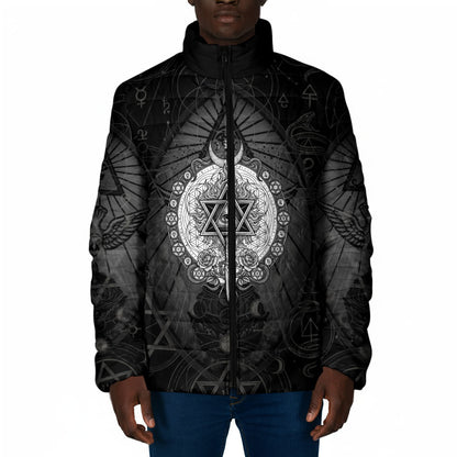 Ordo Templi Orientis Occult Symbolism Padded Jacket Esoteric Alchemy Sacred Geometry Black