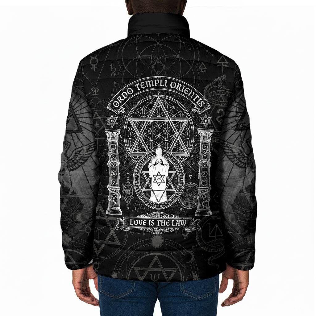 Ordo Templi Orientis Occult Symbolism Padded Jacket Esoteric Alchemy Sacred Geometry Black