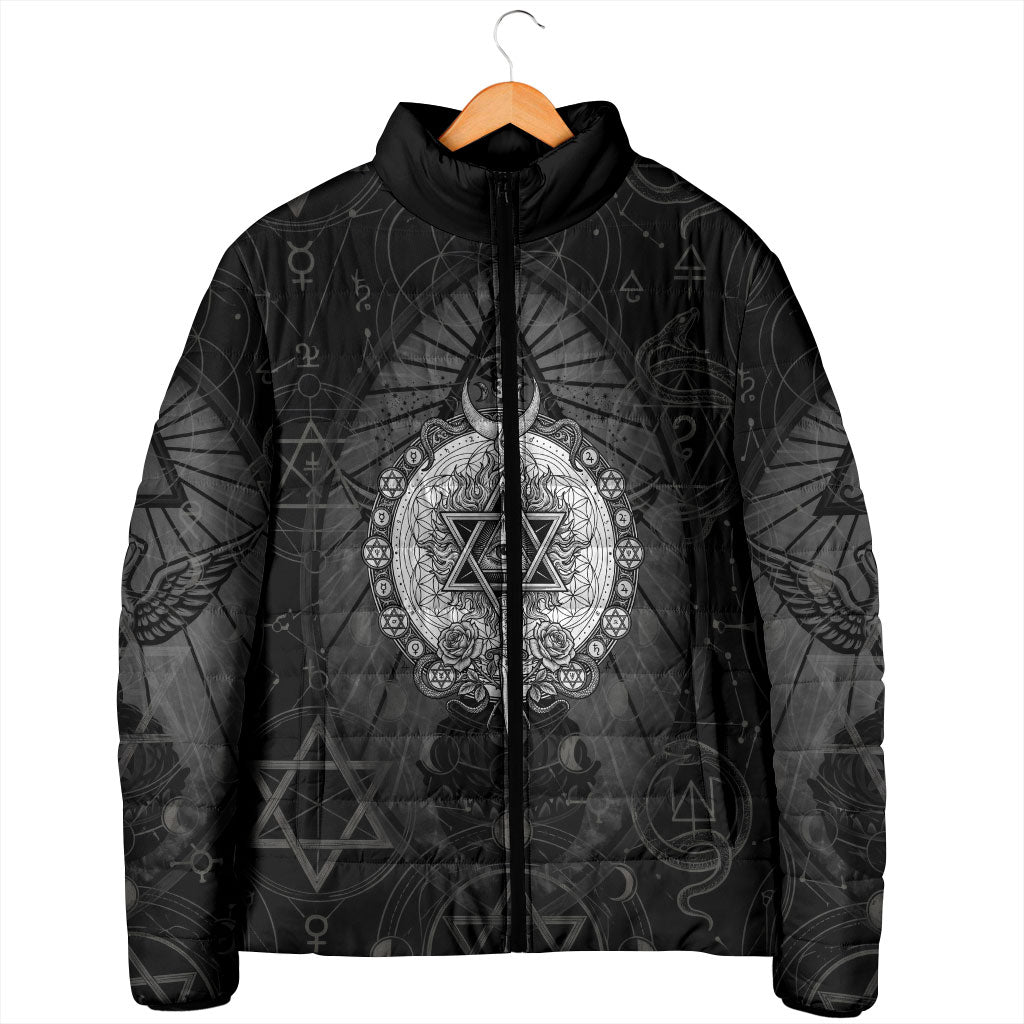 Ordo Templi Orientis Occult Symbolism Padded Jacket Esoteric Alchemy Sacred Geometry Black
