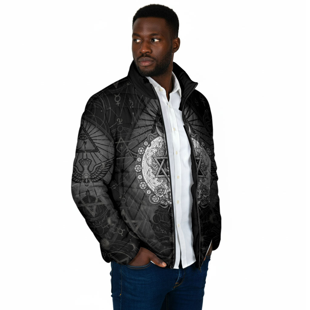 Ordo Templi Orientis Occult Symbolism Padded Jacket Esoteric Alchemy Sacred Geometry Black